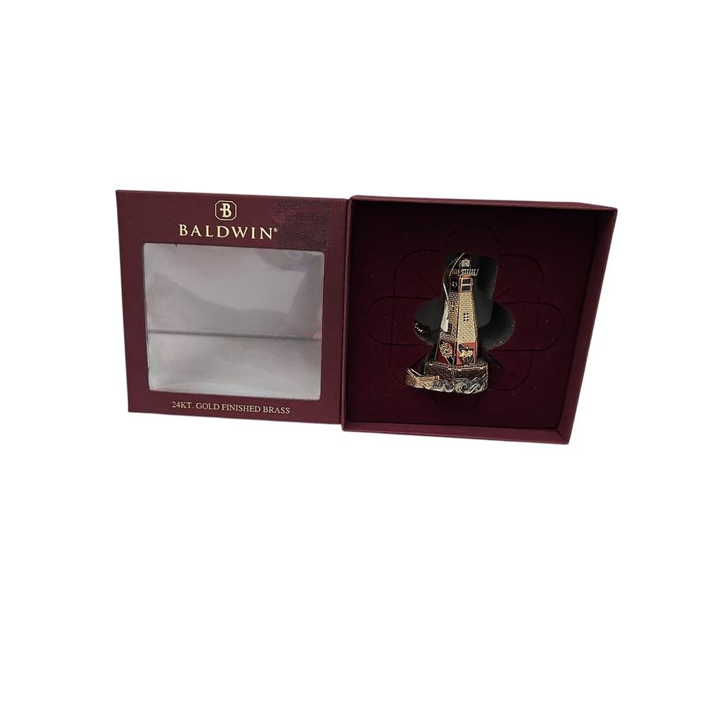 2004 BALDWIN NORTH ATLANTIC LIGHTHOUSE 77145.010 24KT GOLD FINISH BRASS ORNAMENT